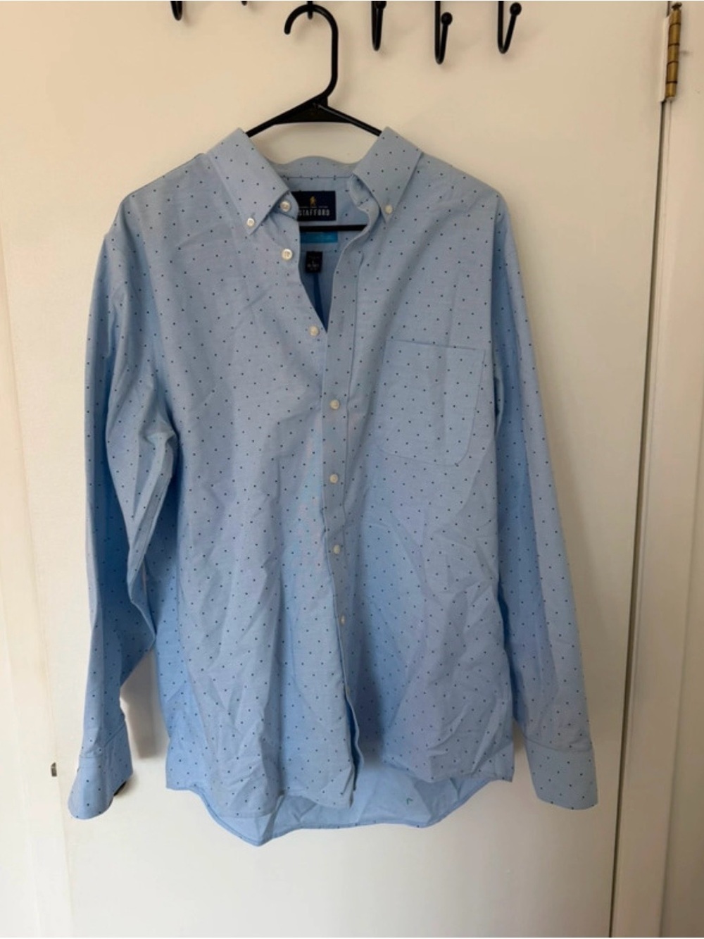 Stafford Light Blue Shirt with Navy Dot Pattern